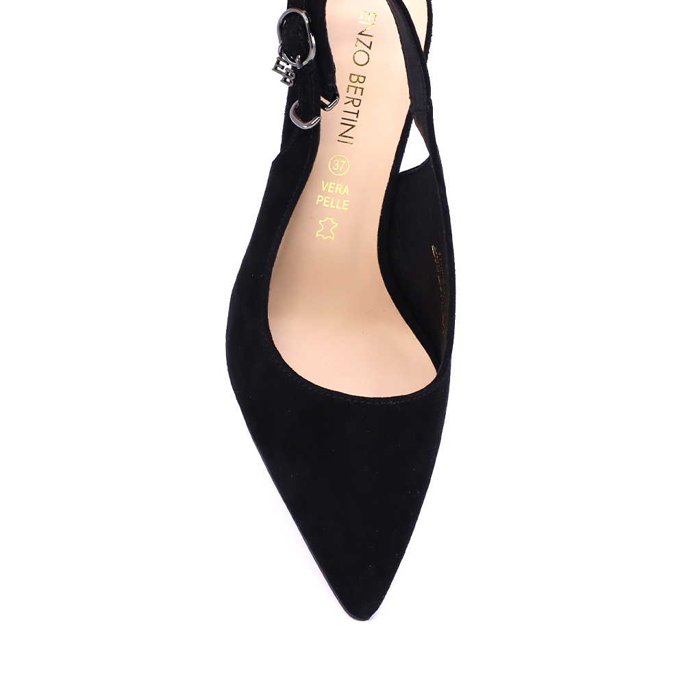 Pantofi stiletto slingback femei Enzo Bertini negri din piele întoarsă   1119DD2336VN