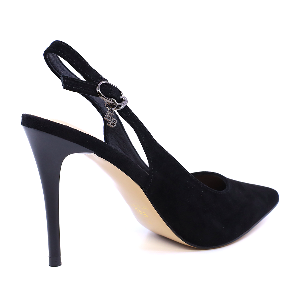 Pantofi stiletto slingback femei Enzo Bertini negri din piele întoarsă   1119DD2336VN