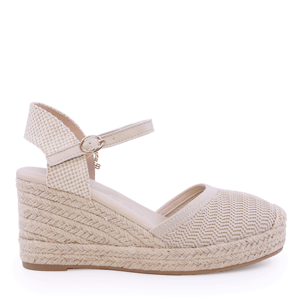 Sandale cu platformă  femei Enzo Bertini bej din material textil  2449DD94421BE