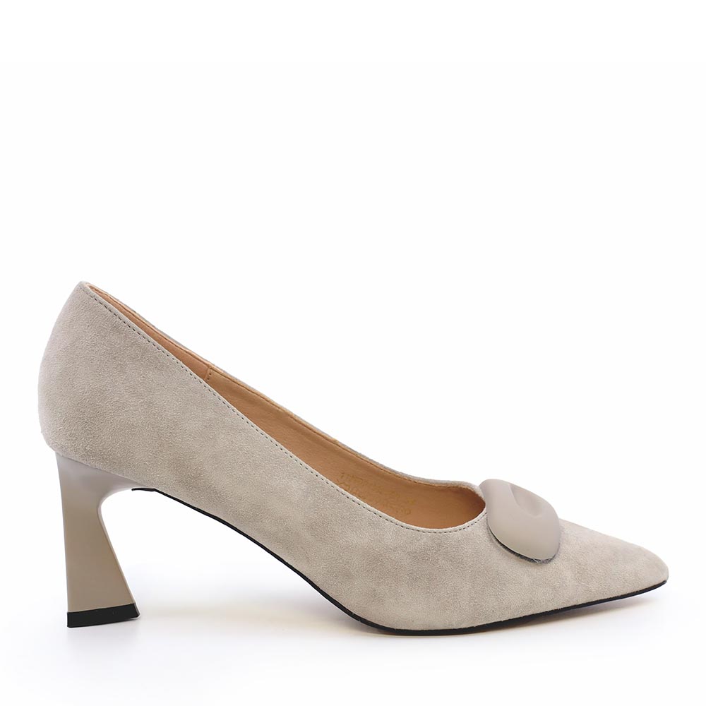 Pantofi cu toc mediu femei Enzo Bertini gri din piele întoarsă 1129DP4062VGR