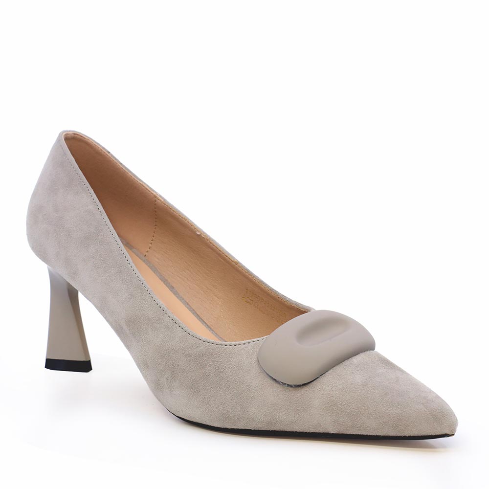 Pantofi cu toc mediu femei Enzo Bertini gri din piele întoarsă 1129DP4062VGR