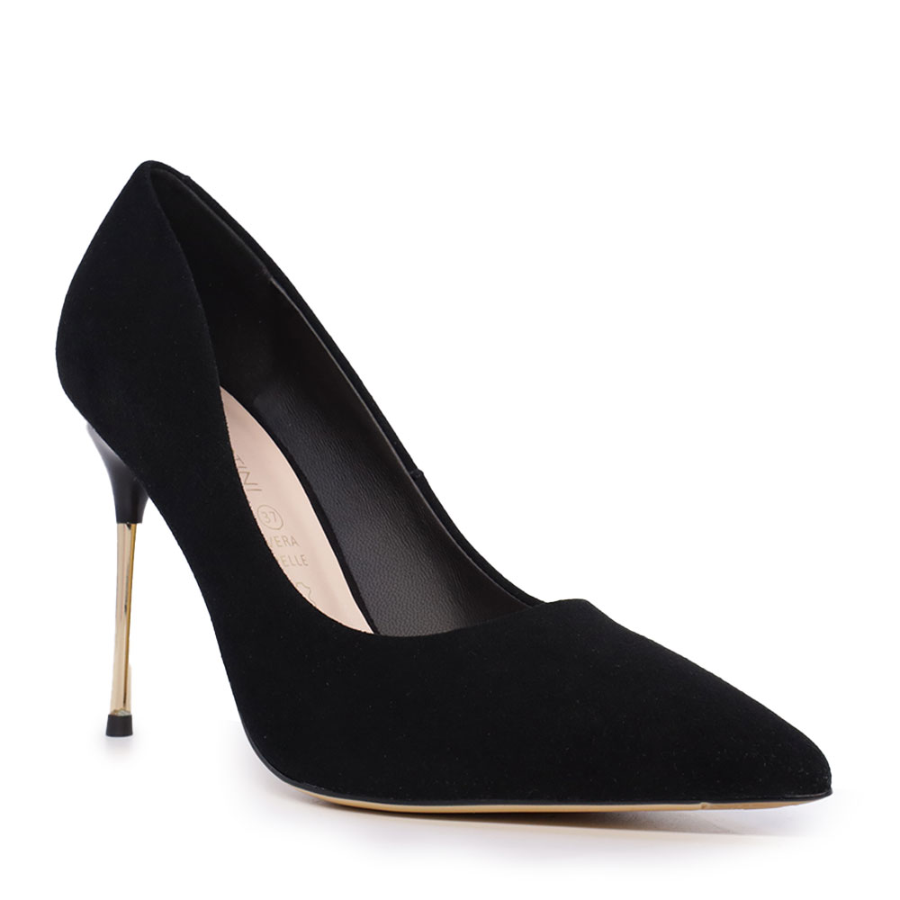 Pantofi stiletto femei Enzo Bertini negri din piele întoarsă cu toc 3868dp271vn