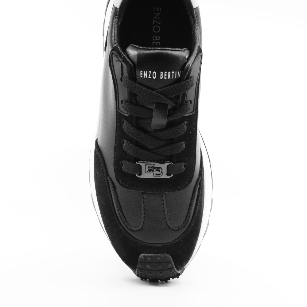 Sneakers femei Enzo Bertini negri din piele naturală și piele întoarsă 3869dp030n