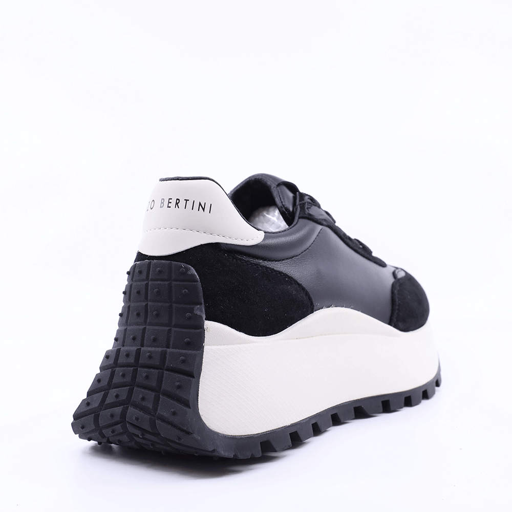 Sneakers femei Enzo Bertini negri din piele naturală și piele întoarsă 3869dp030n