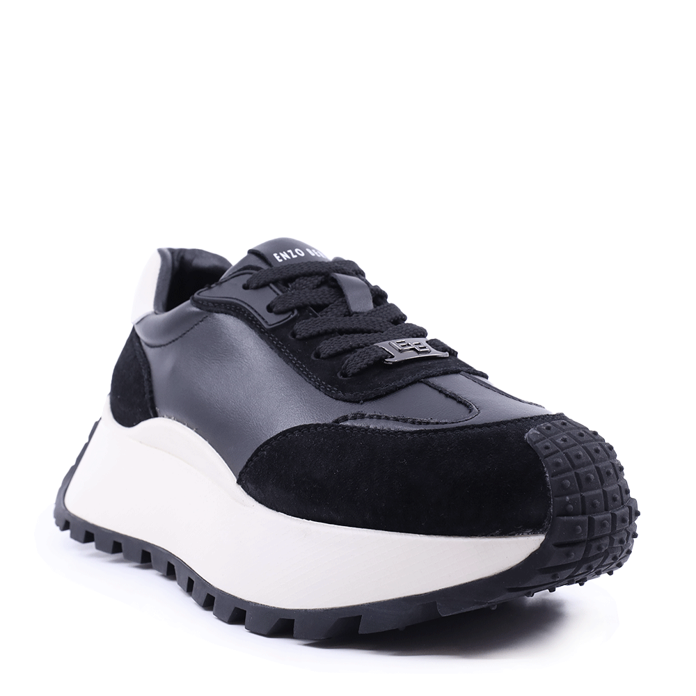 Sneakers femei Enzo Bertini negri din piele naturală și piele întoarsă 3869dp030n
