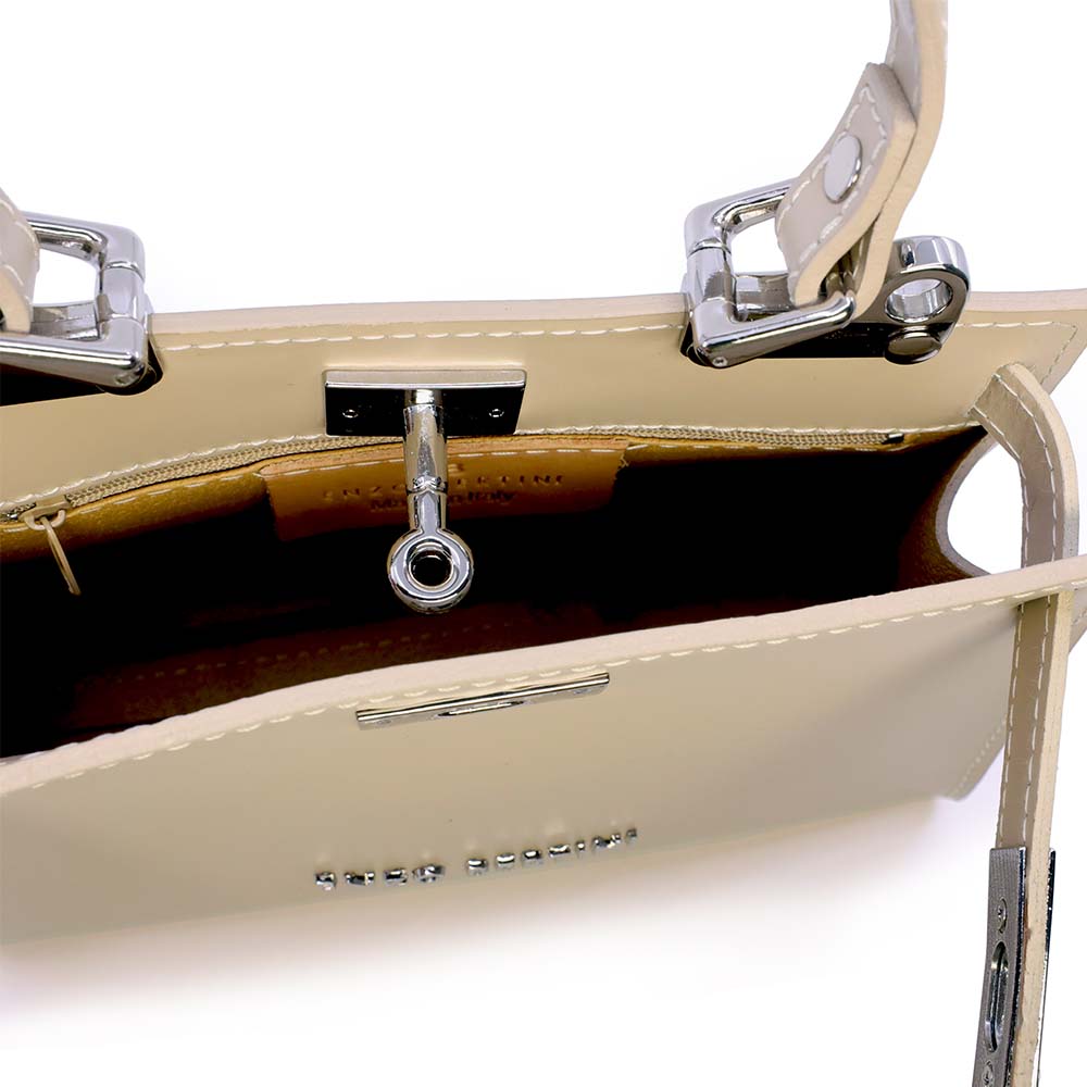 Poșetă satchel femei Enzo Bertini bej din piele naturală 154posp2560be 