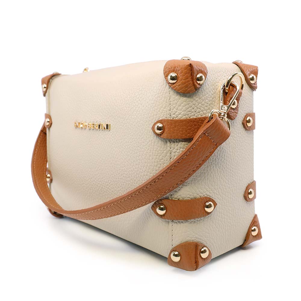 Poșetă satchel femei Enzo Bertini bej din piele naturală 154posp3582beco