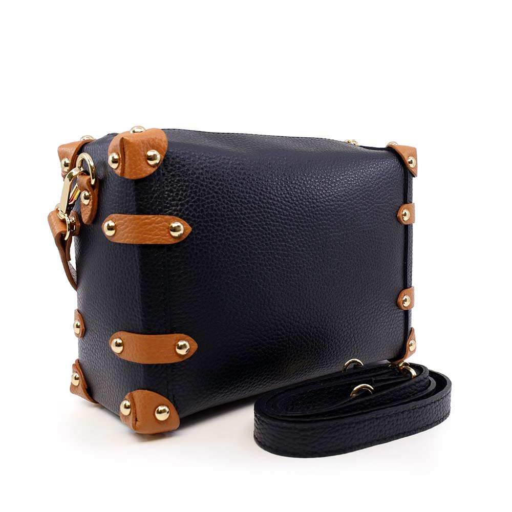 Poșetă satchel femei Enzo Bertini neagră din piele naturală 154posp3582nco