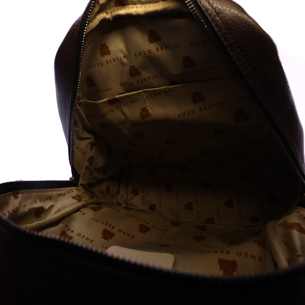 Rucsac Enzo Bertini maro din piele cu logo 394RUCP4069M