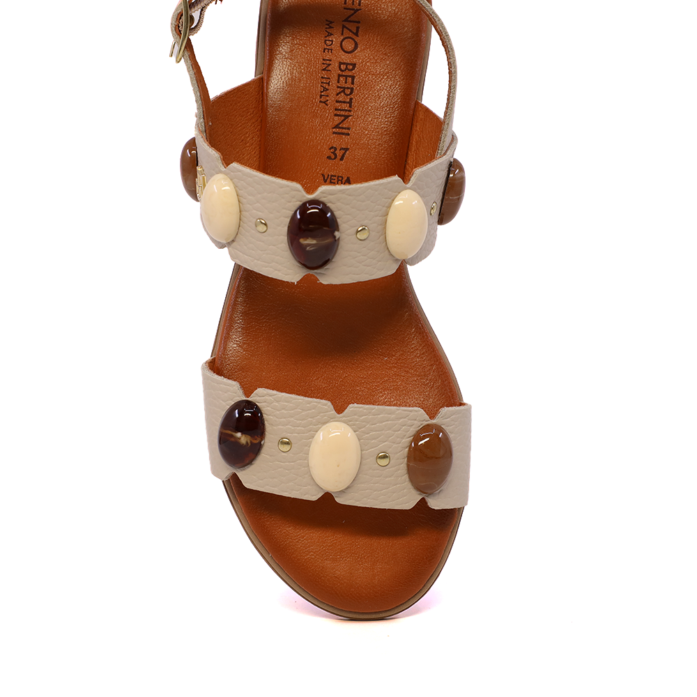 Sandale femei Enzo Bertini gri din piele cu elemente deco 2809DS16308GR