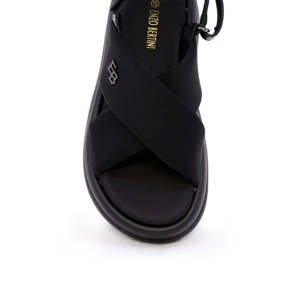 Sandale femei Enzo Bertini negre cu logo lateral 3869DS053N