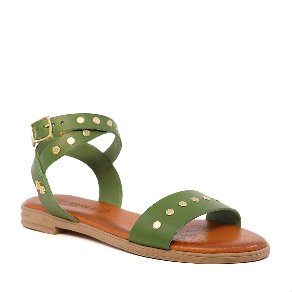 Sandale femei Enzo Bertini verzi din piele cu elemente metalice 2809DS16334V