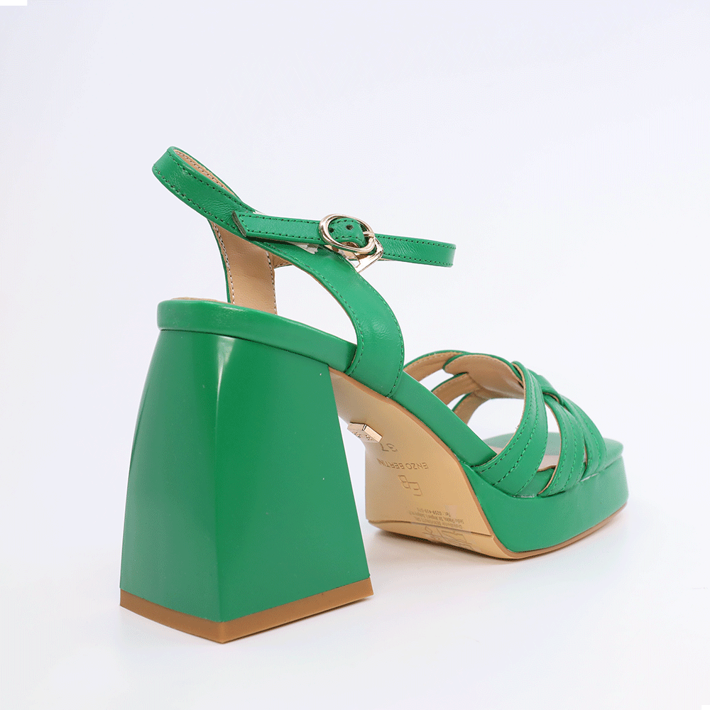 Sandale femei Enzo Bertini verzi din piele  cu toc gros 1125DS3265V