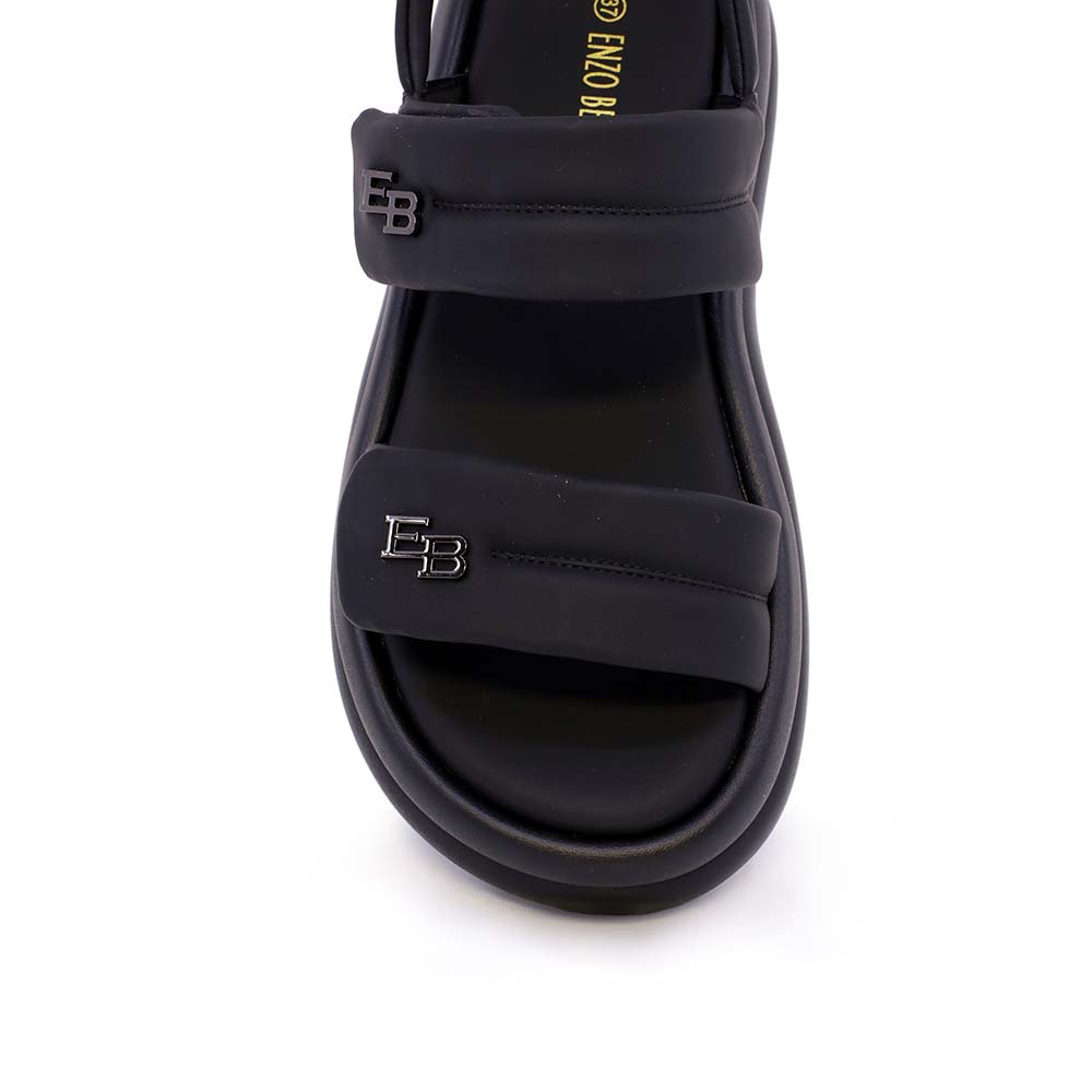 Sandale reglabile femei Enzo Bertini negre cu logo lateral 3869DS056N