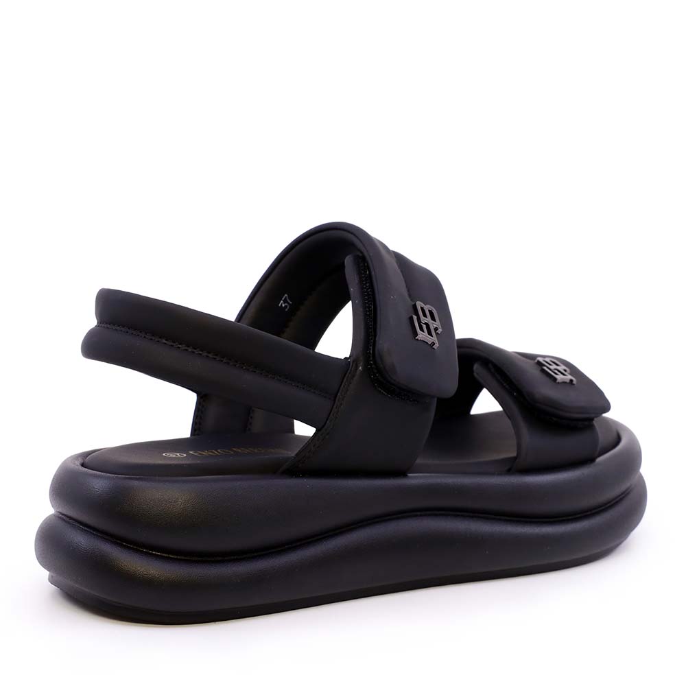 Sandale reglabile femei Enzo Bertini negre cu logo lateral 3869DS056N
