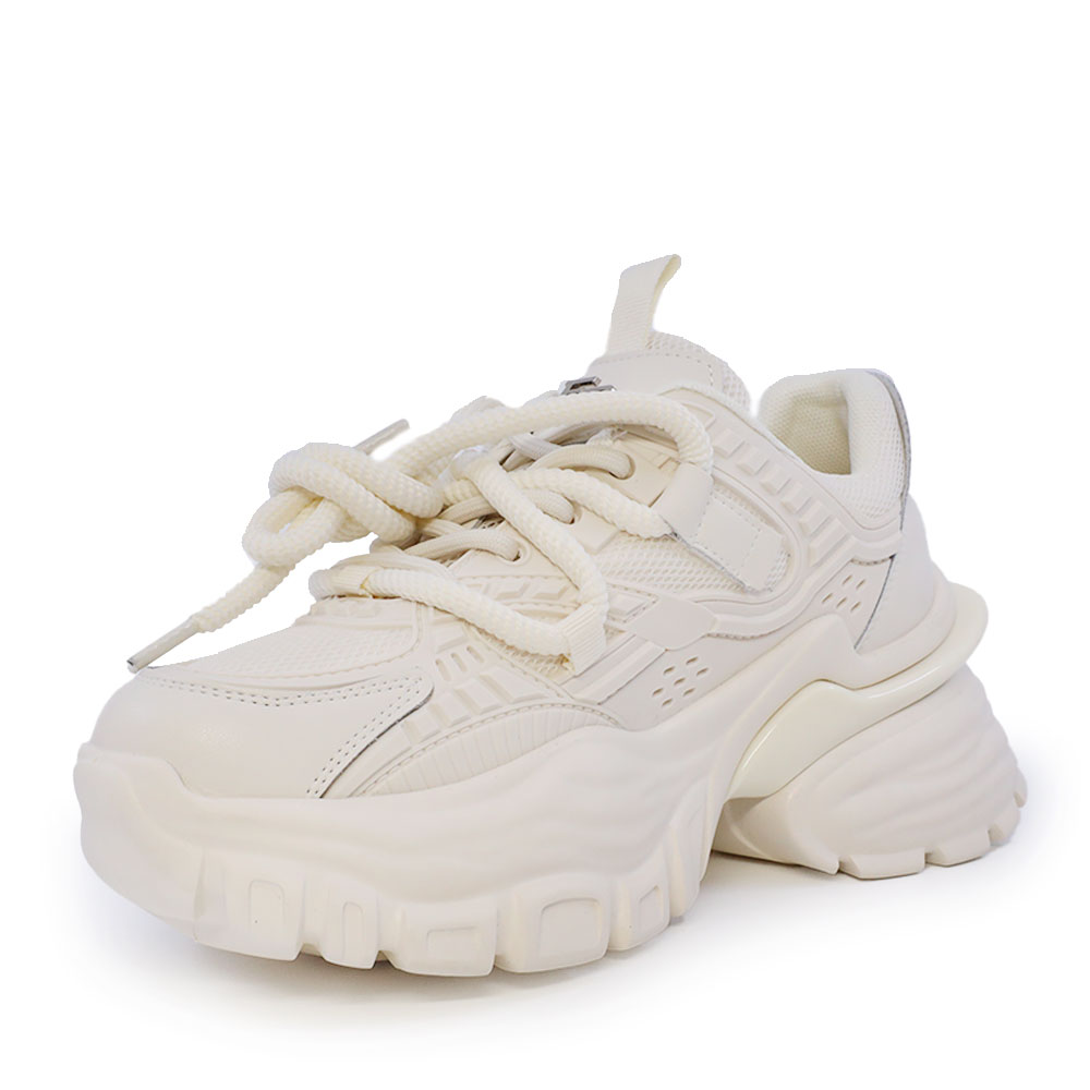 Sneakers chunky femei Enzo Bertini bej din piele și textil 3869DP181BE
