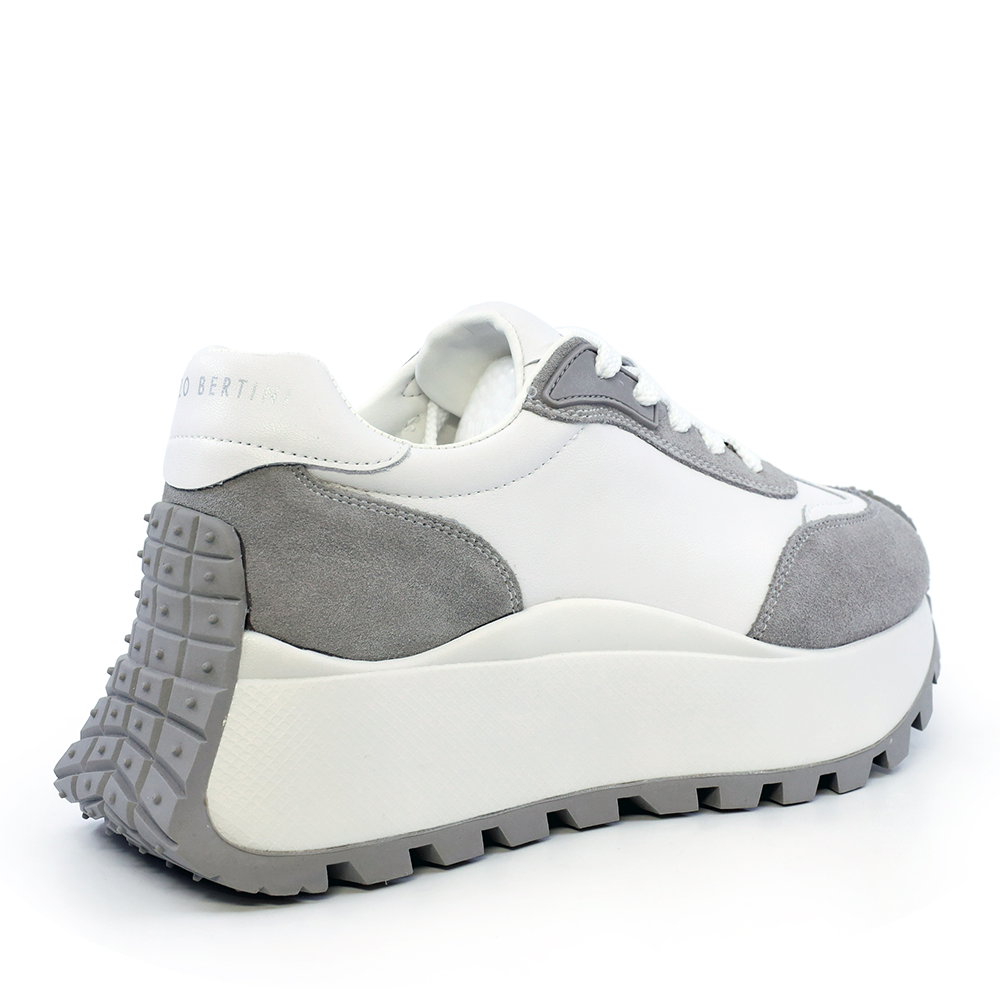 Sneakers femei Enzo Bertini alb cu gri din piele naturală și piele întoarsă 3869DP030GRA