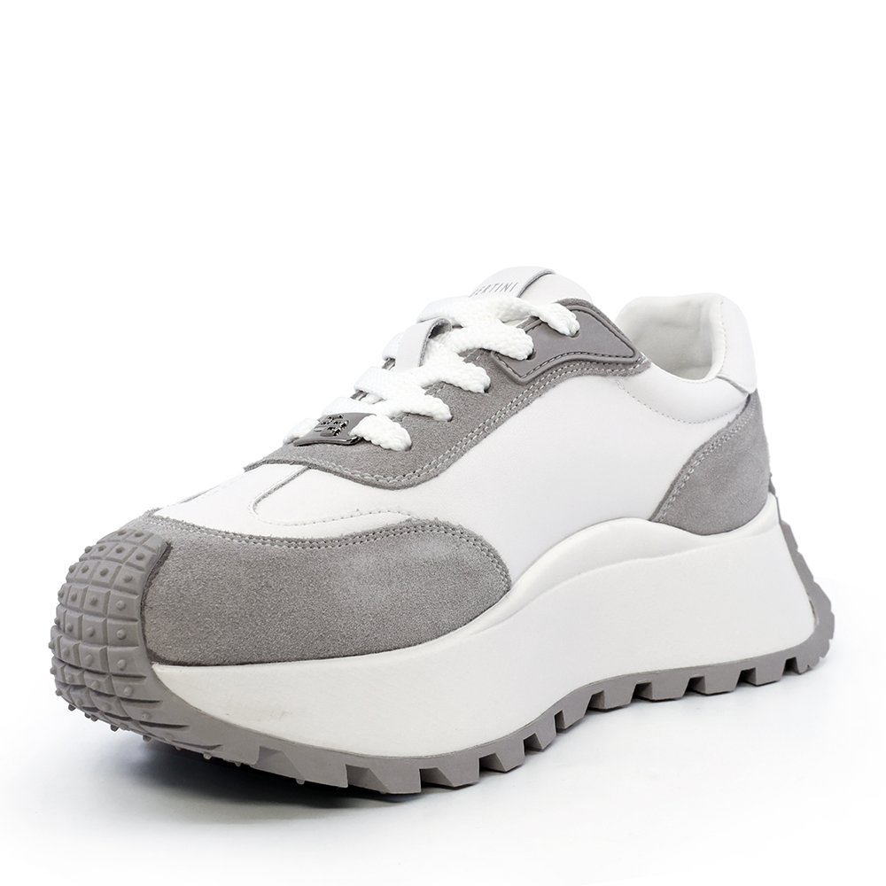 Sneakers femei Enzo Bertini alb cu gri din piele naturală și piele întoarsă 3869DP030GRA