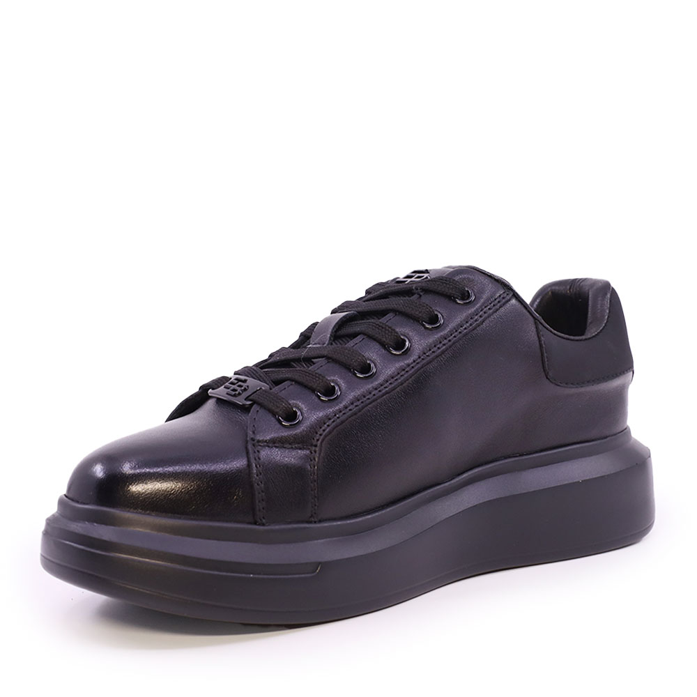 Sneakers  Enzo Bertini negri din piele cu logo metalic 3869DP665N