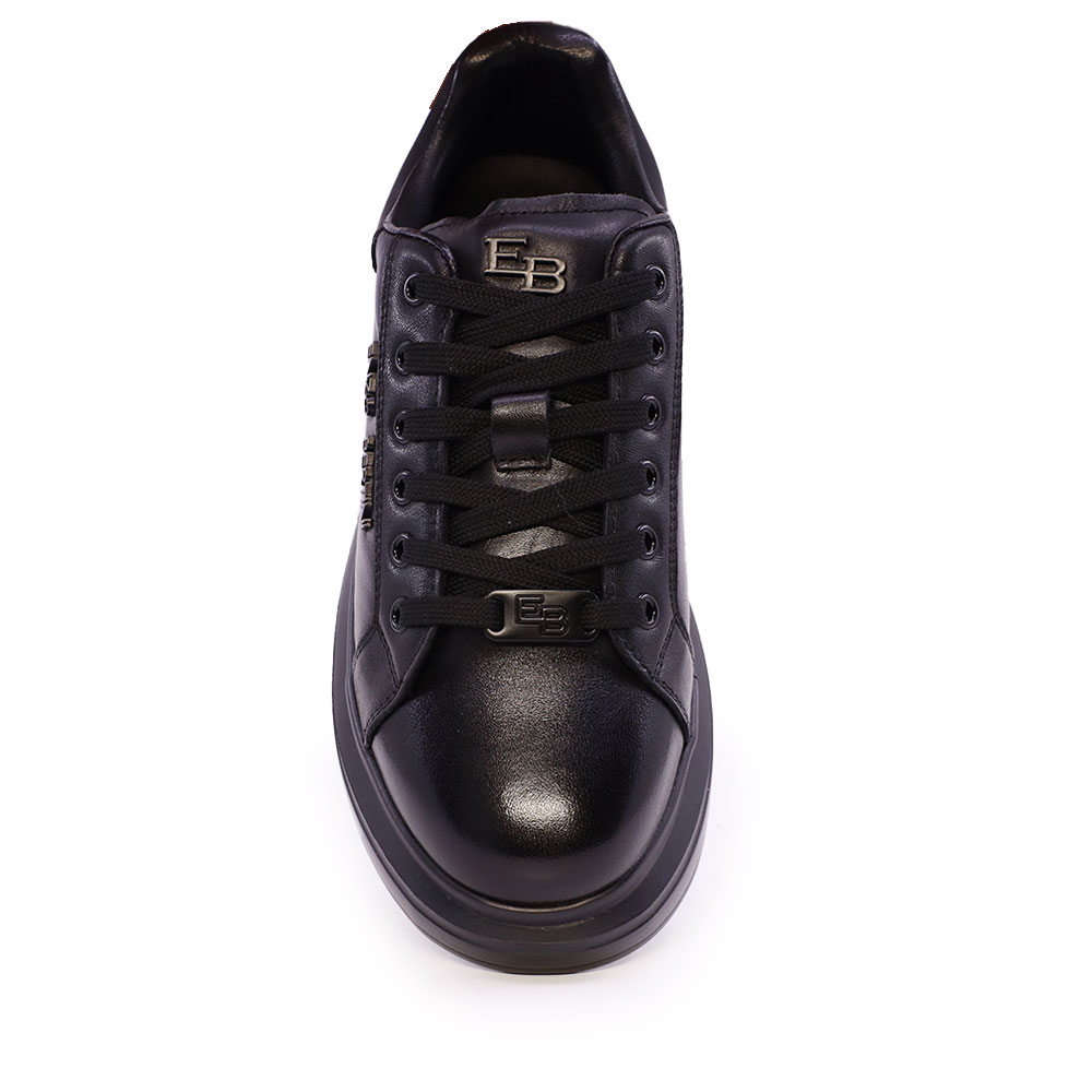 Sneakers  Enzo Bertini negri din piele cu logo metalic 3869DP665N