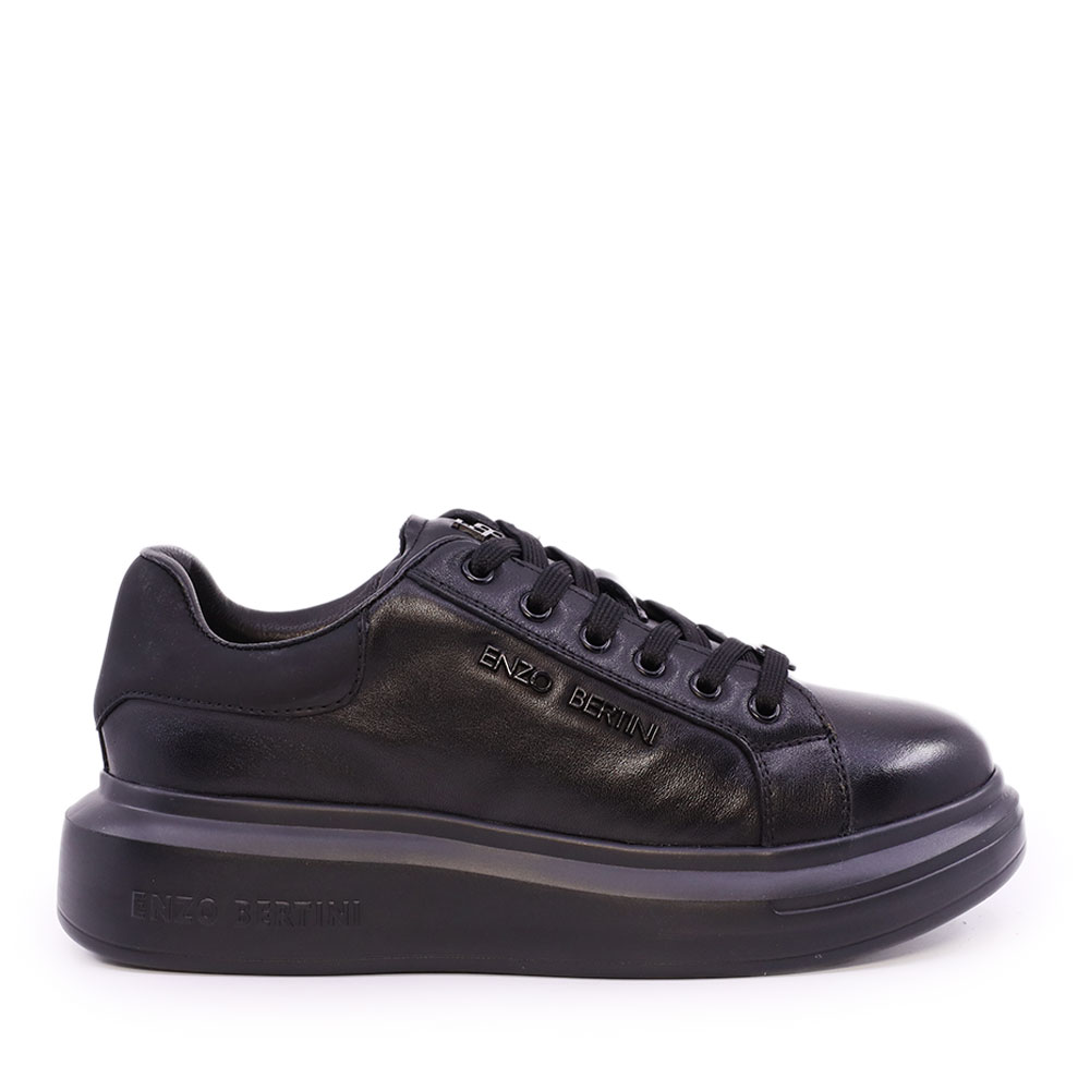 Sneakers  Enzo Bertini negri din piele cu logo metalic 3869DP665N