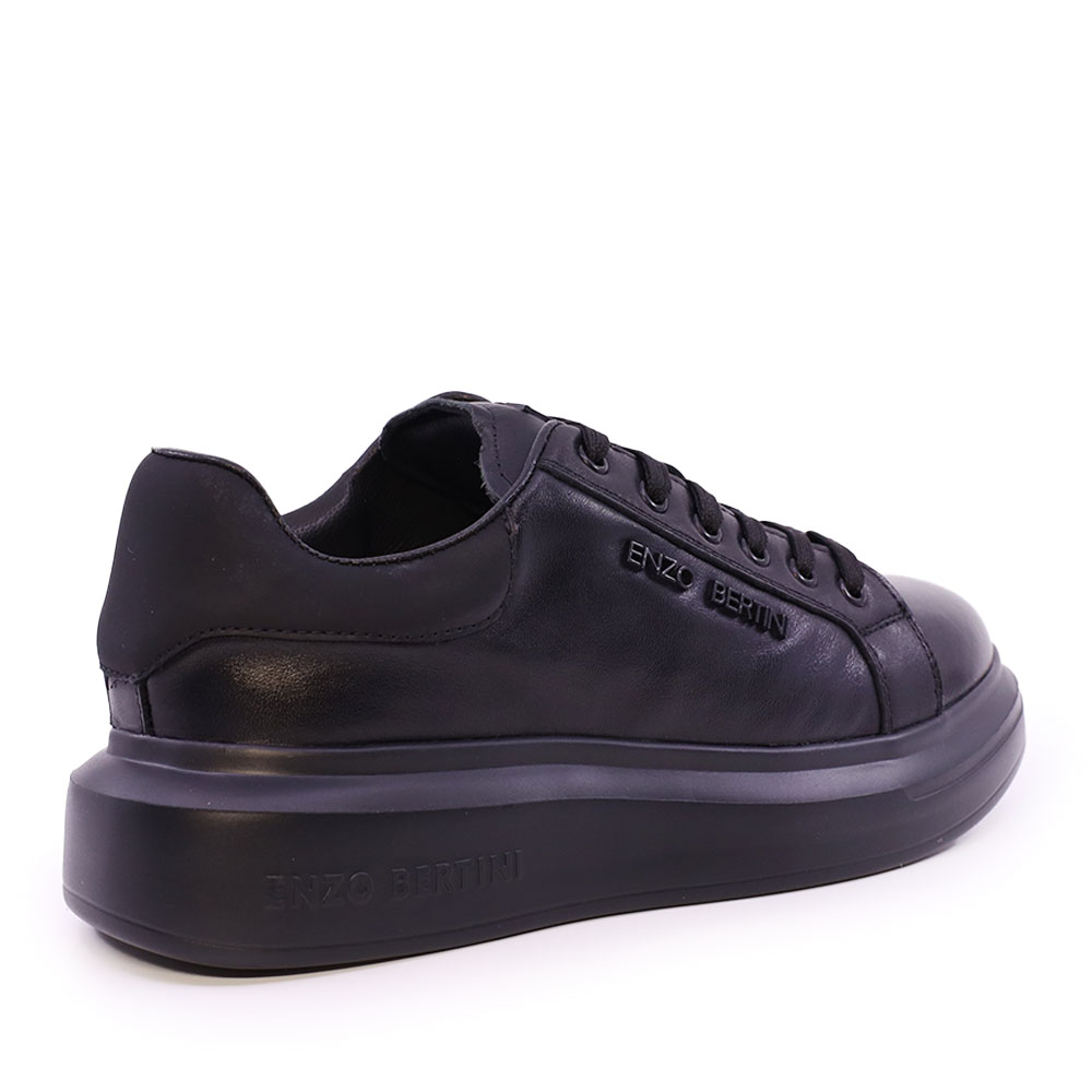Sneakers  Enzo Bertini negri din piele cu logo metalic 3869DP665N