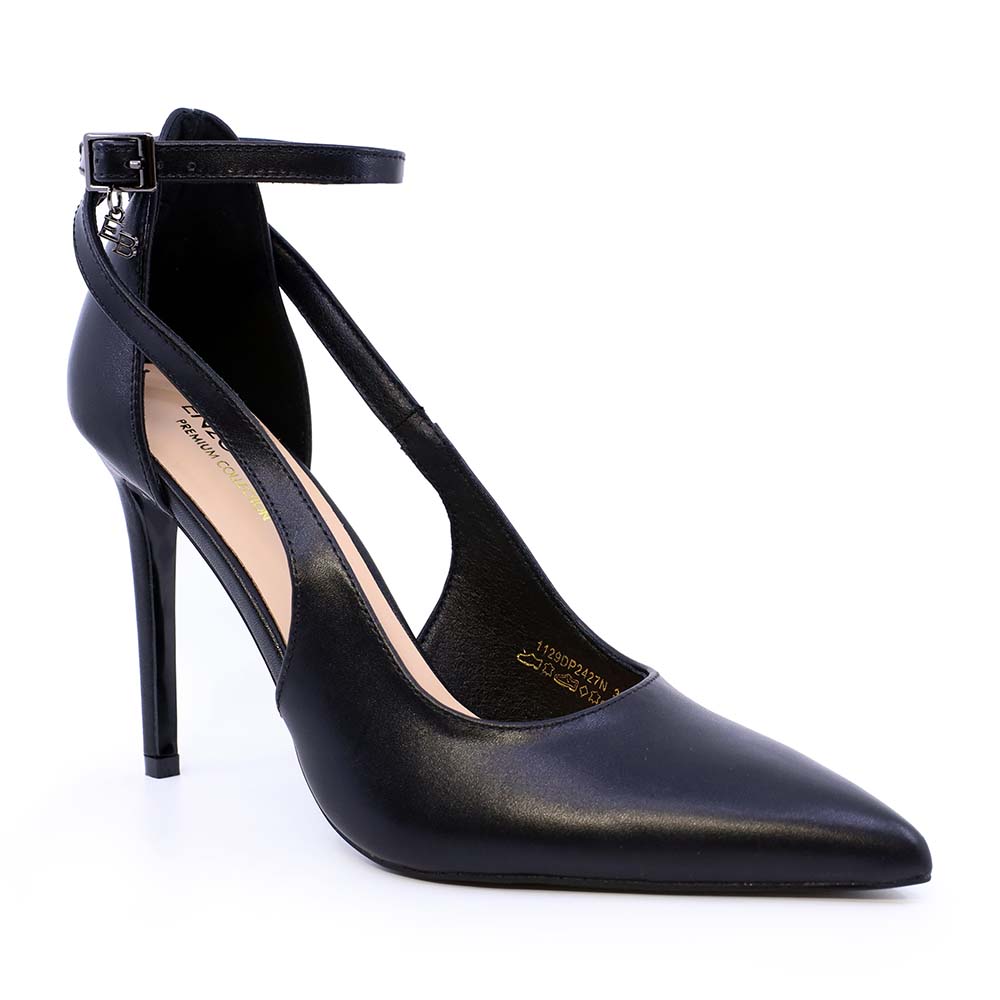 Pantofi stiletto d'orsay femei Enzo Bertini negri din piele 1129DP2427N