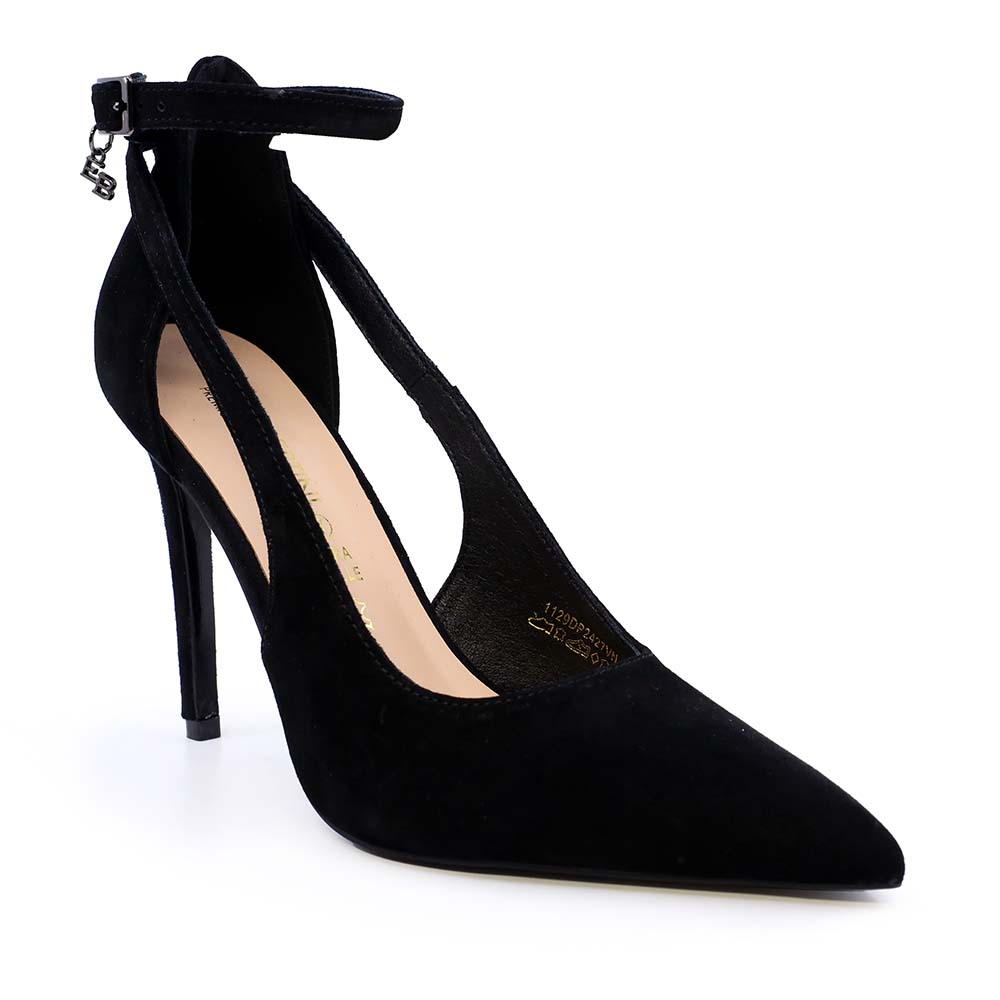 Pantofi stiletto d'orsay femei Enzo Bertini negri din piele întoarsă 1129DP2427VN