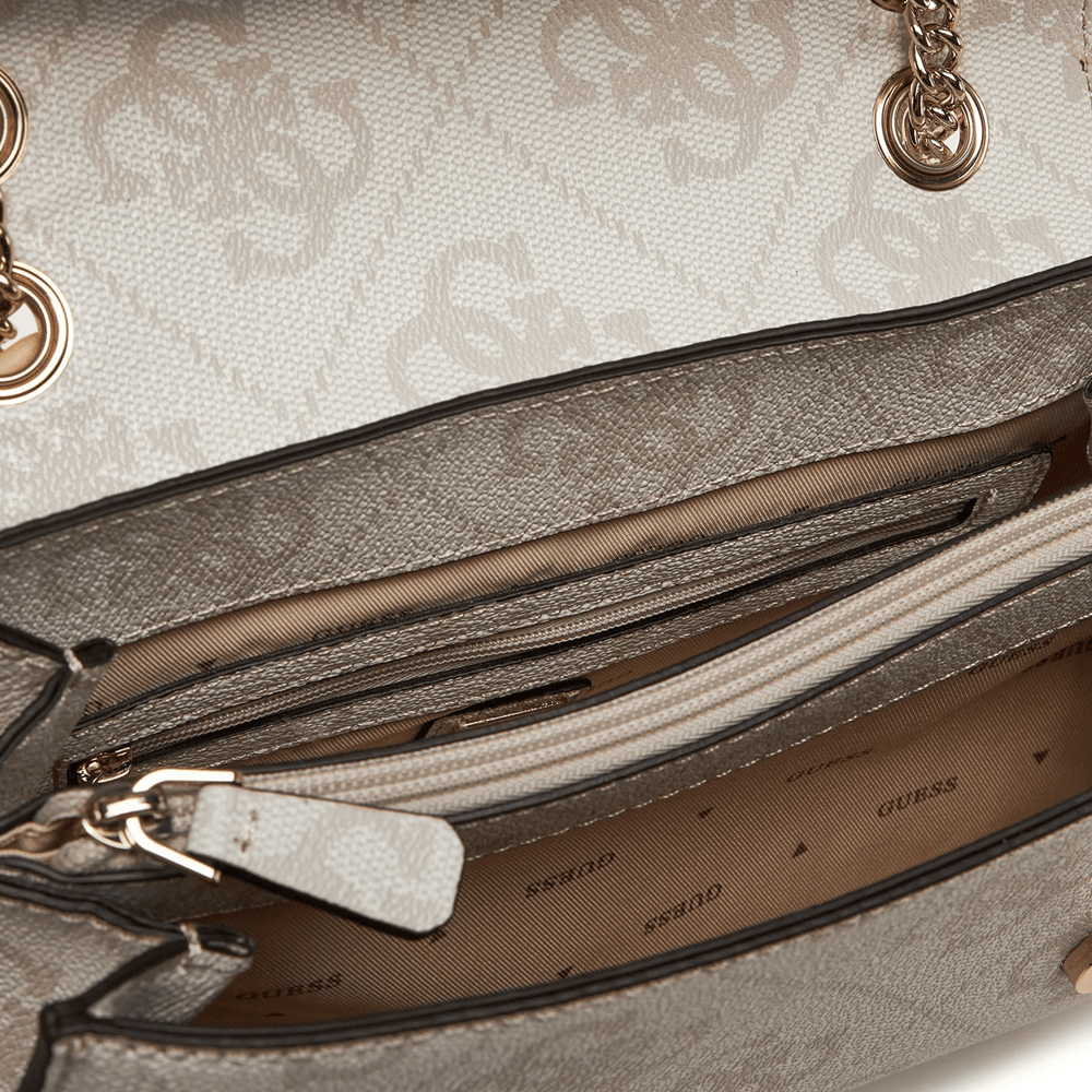 Poșetă tote femei Guess Noelle bej cu brand logo 919POSSHWBG7879250BE