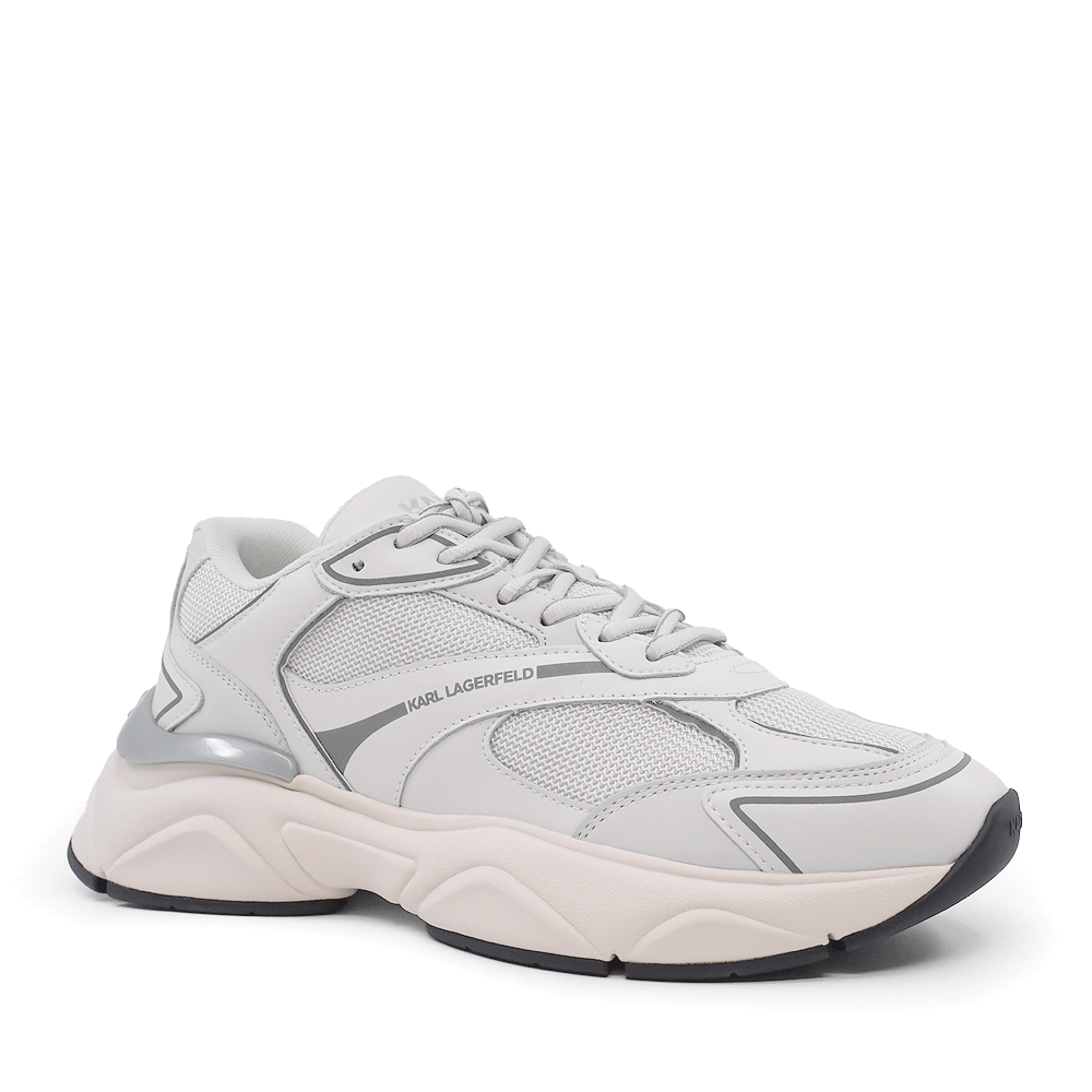 Sneakers bărbați Karl Lagerfeld KOMET Mesh Mix Lo Runner albi din piele 2057BP56524A