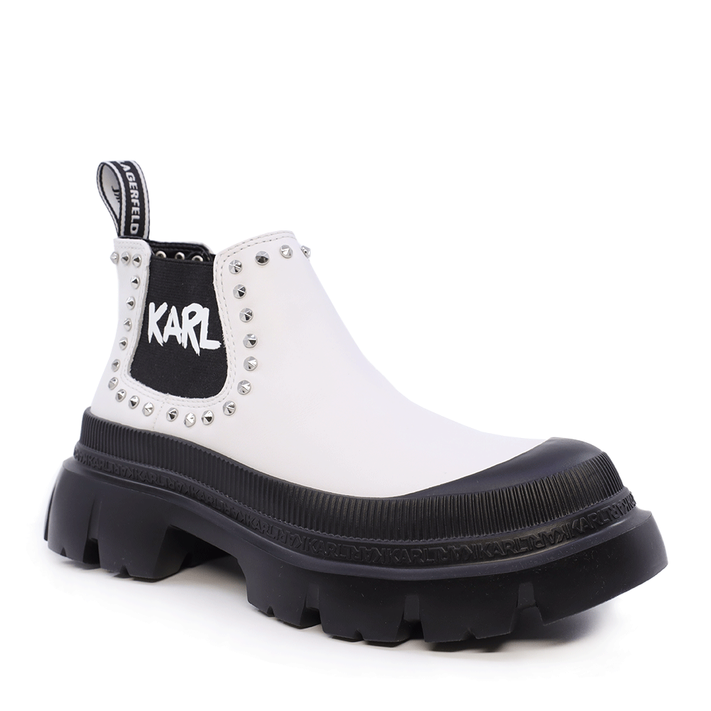 Ghete tip chelsea femei Karl Lagerfeld Trekka Max albe din piele  2056DG43531A