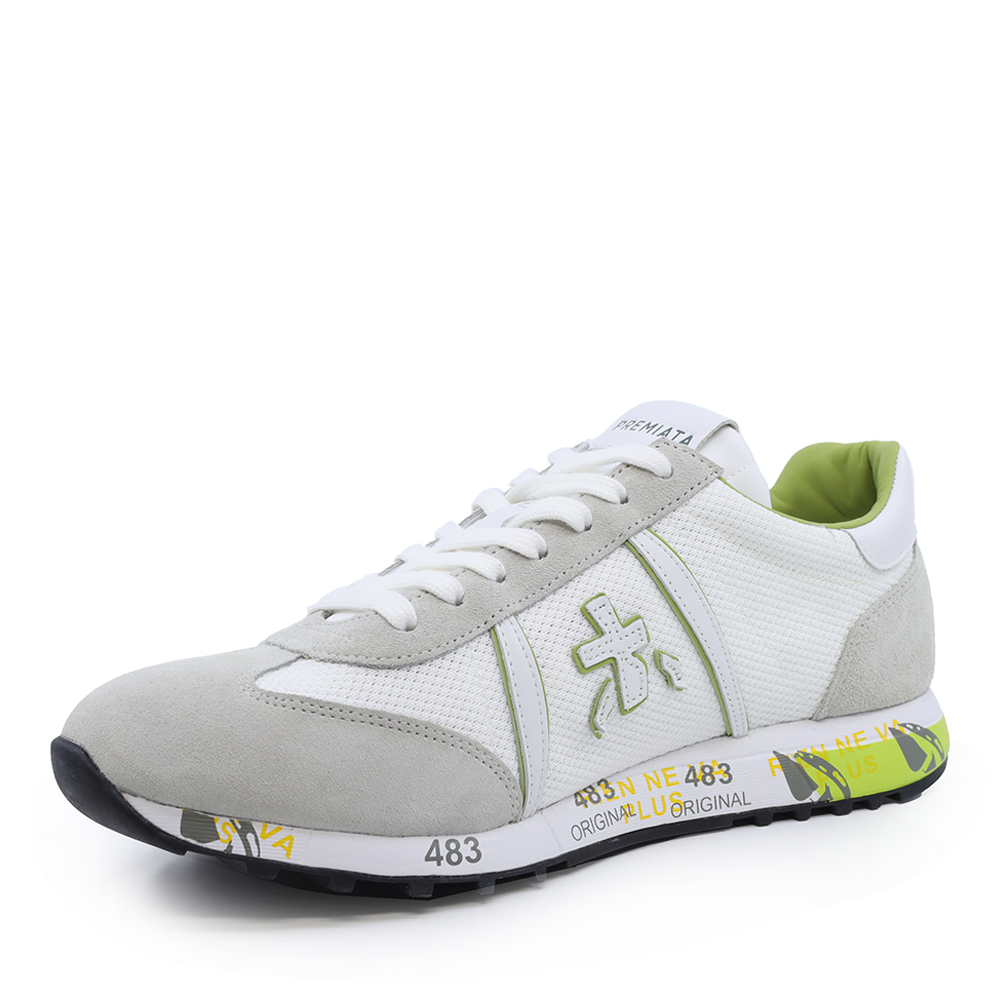 Sneakers bărbați Premiata Lucy albi din piele întoarsă și textil 1695BPF6148A