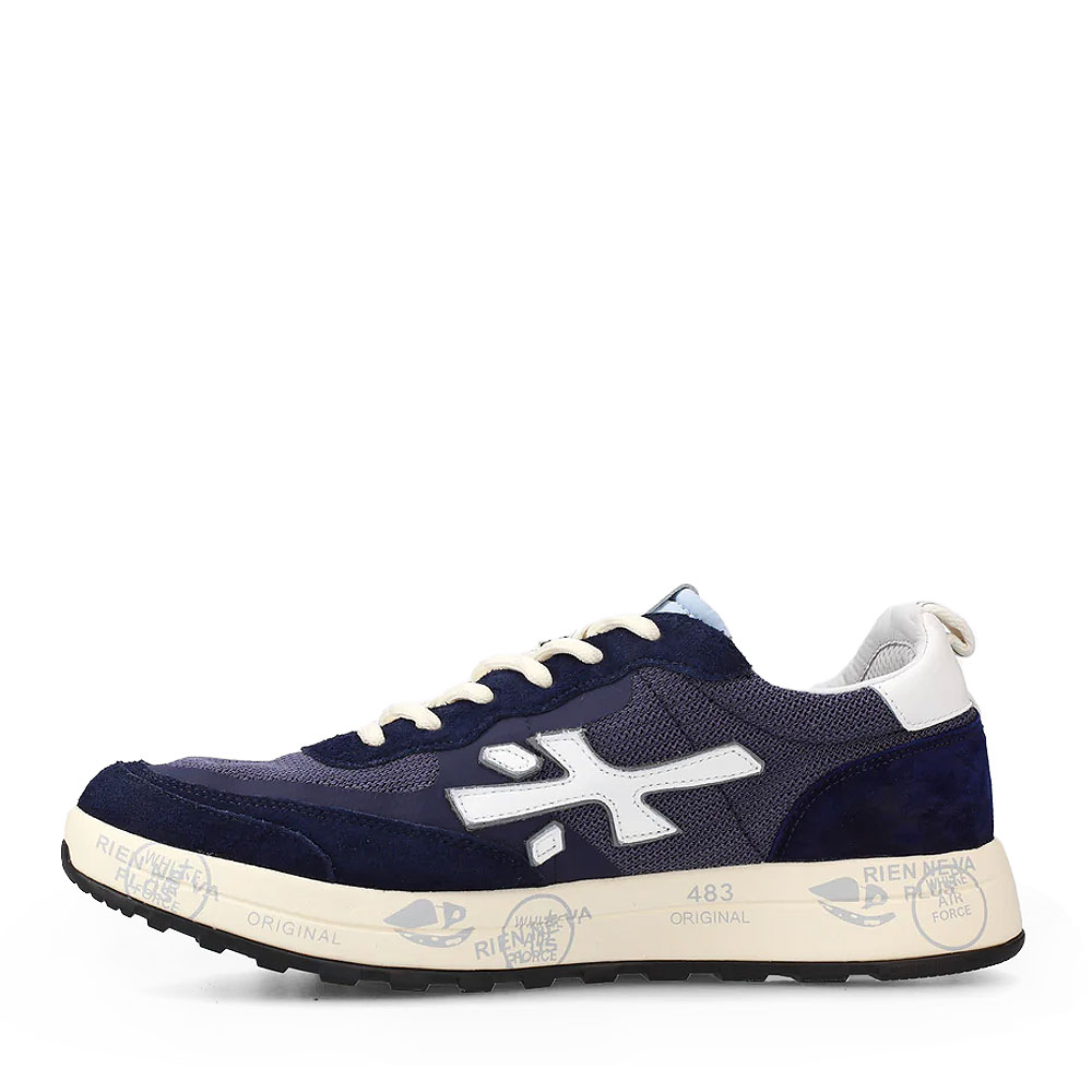 Sneakers bărbați Premiata Nous bleumarin din piele întoarsă și textil 1697BP6658VBL