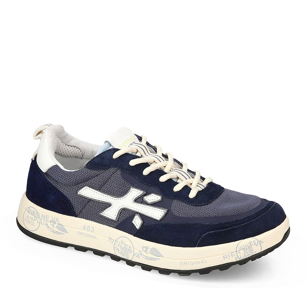 Sneakers bărbați Premiata Nous bleumarin din piele întoarsă și textil 1697BP6658VBL