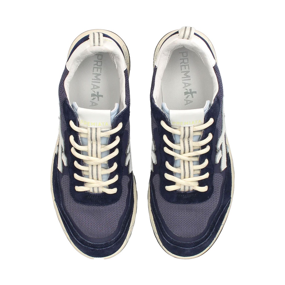 Sneakers bărbați Premiata Nous bleumarin din piele întoarsă și textil 1697BP6658VBL