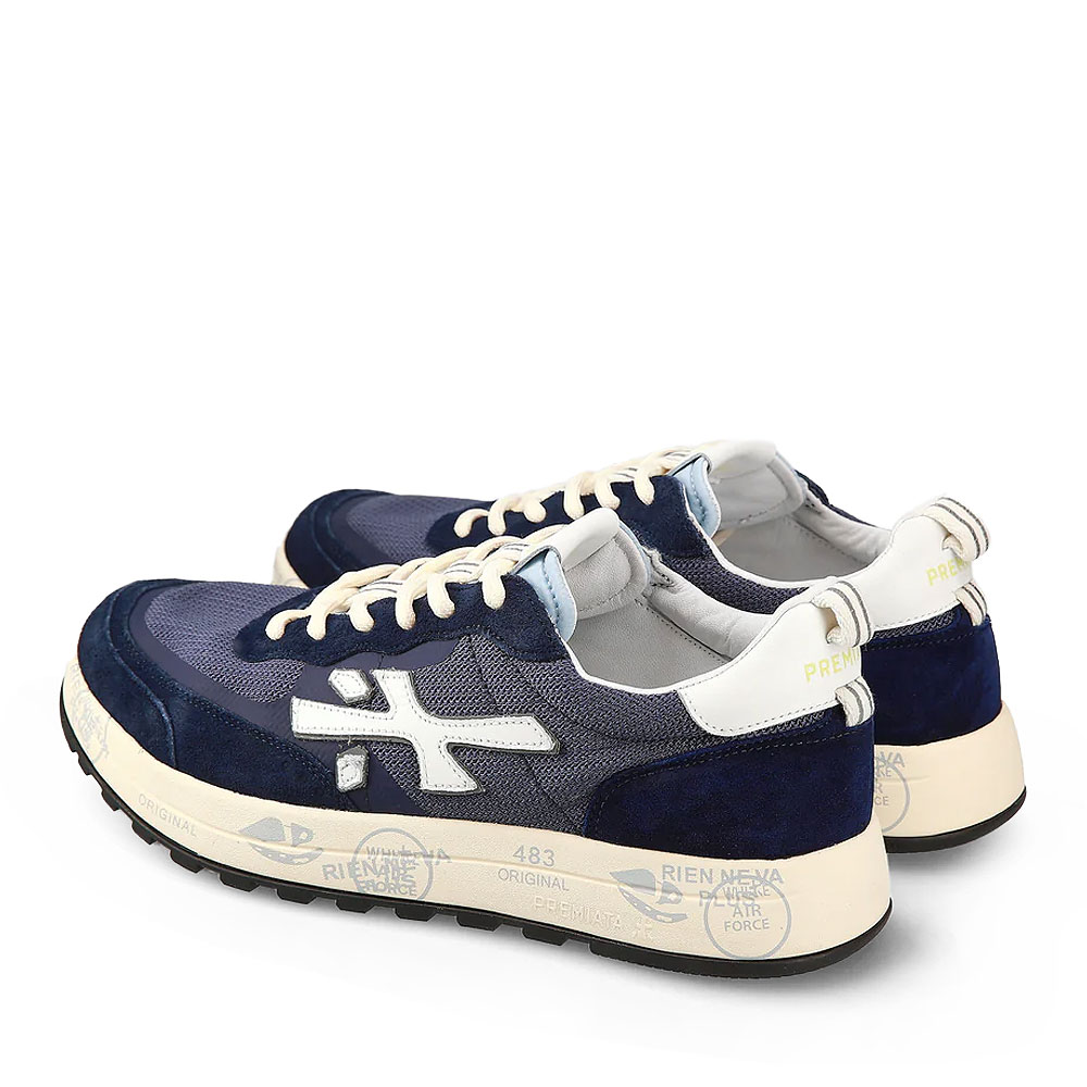 Sneakers bărbați Premiata Nous bleumarin din piele întoarsă și textil 1697BP6658VBL
