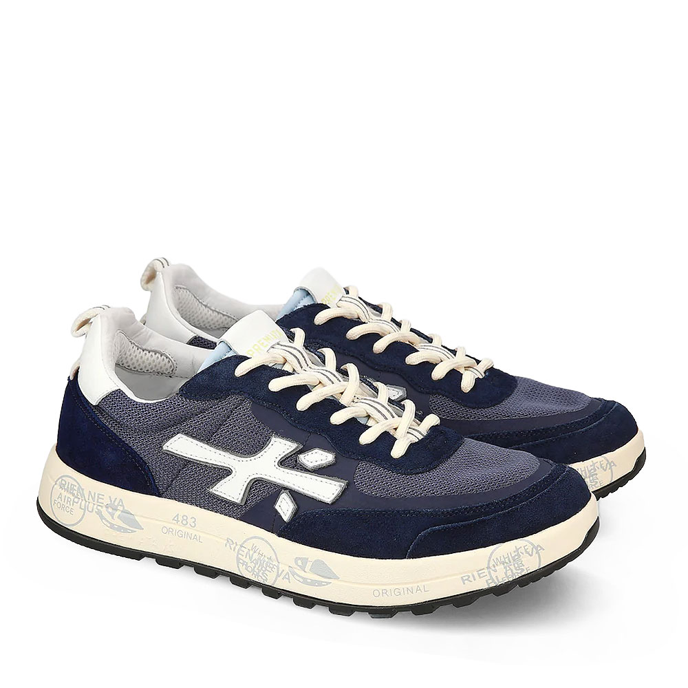 Sneakers bărbați Premiata Nous bleumarin din piele întoarsă și textil 1697BP6658VBL