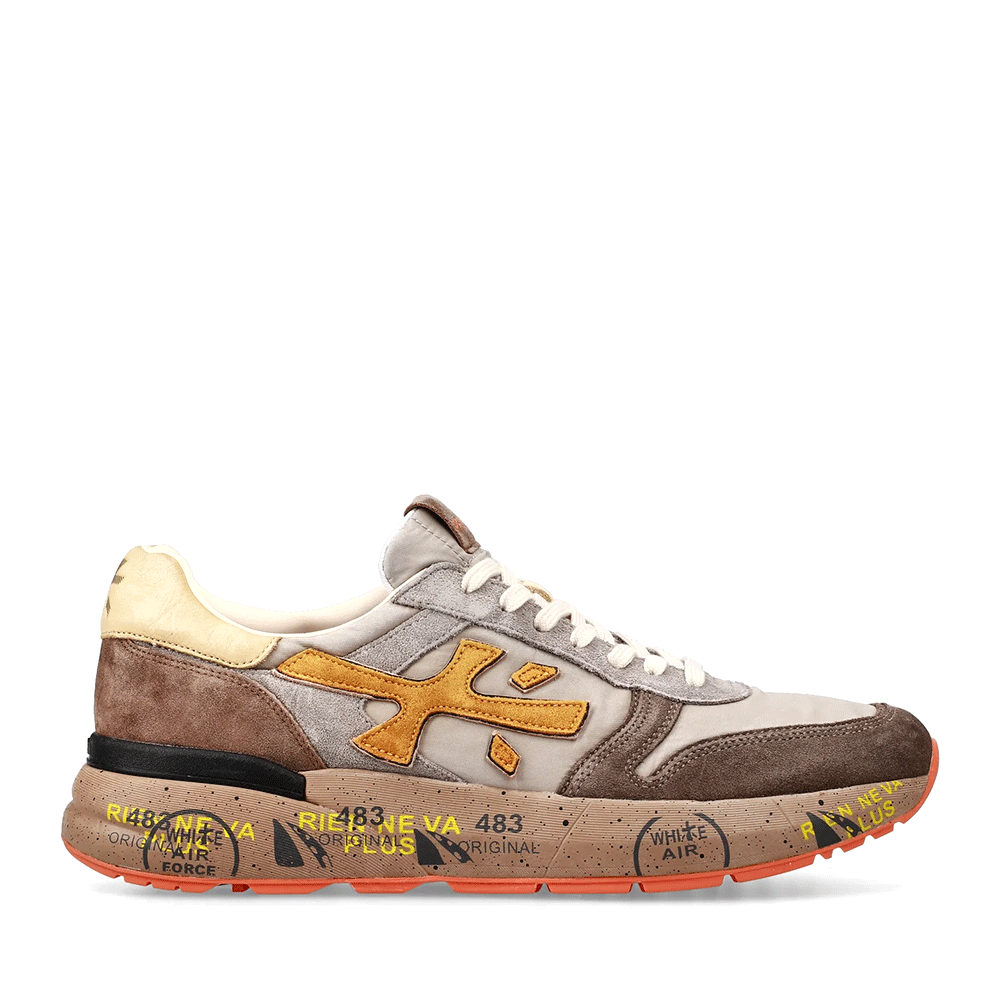 Premiata Sneakers bărbați Premiata Mick maro + gri din piele și