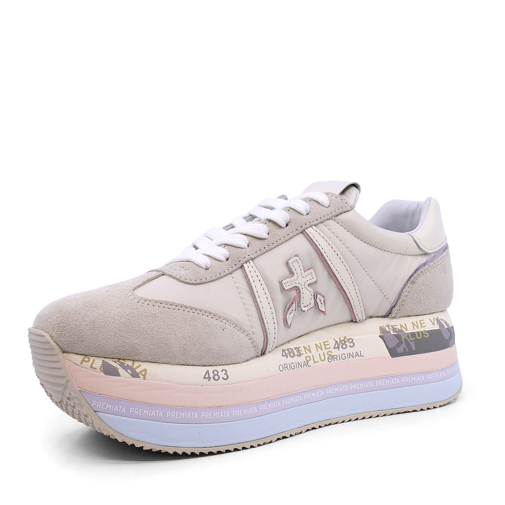Sneakers femei Premiata Beth nude din piele întoarsă și textil 1697DP6234NU