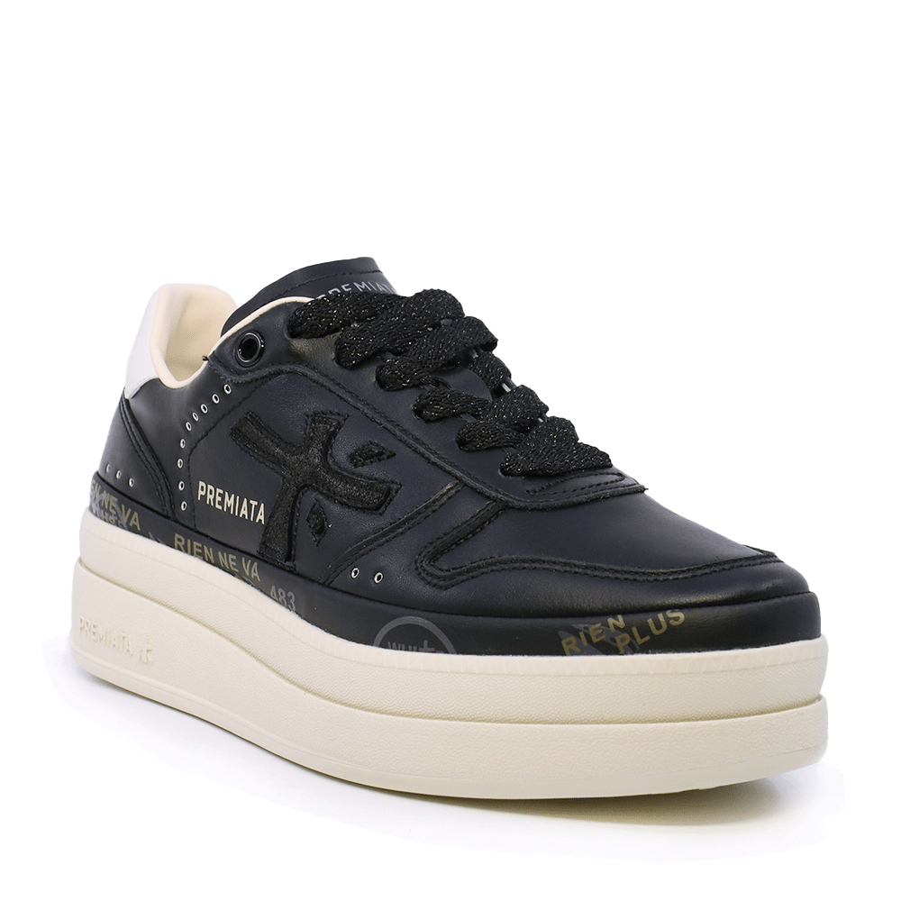 Sneakers femei Premiata Micol negri din piele naturală 1698DP7014N