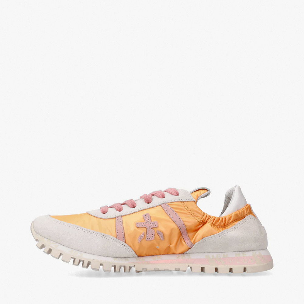 Sneakers femei Premiata Sean-D portocalii din piele întoarsă și textil 1695DP6247PO