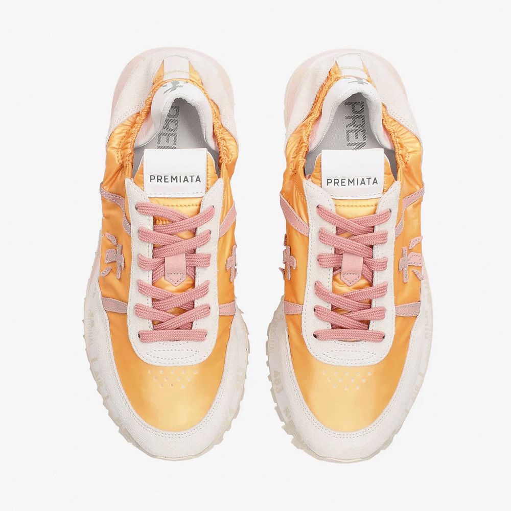 Sneakers femei Premiata Sean-D portocalii din piele întoarsă și textil 1695DP6247PO