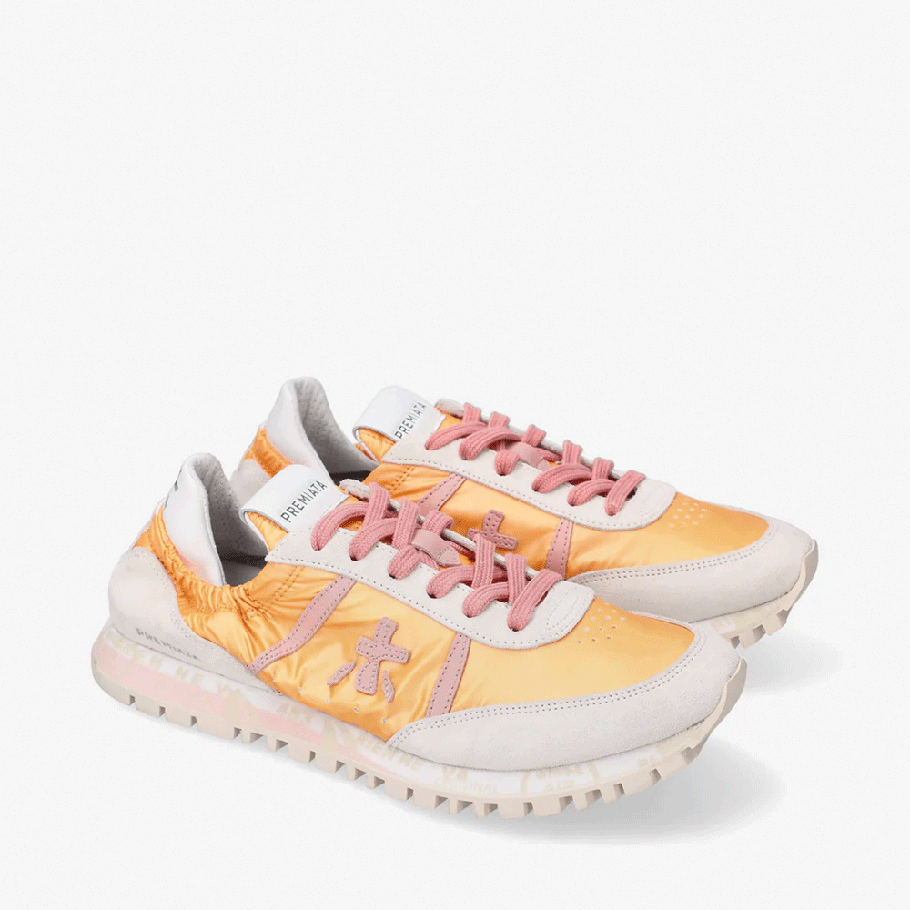 Sneakers femei Premiata Sean-D portocalii din piele întoarsă și textil 1695DP6247PO