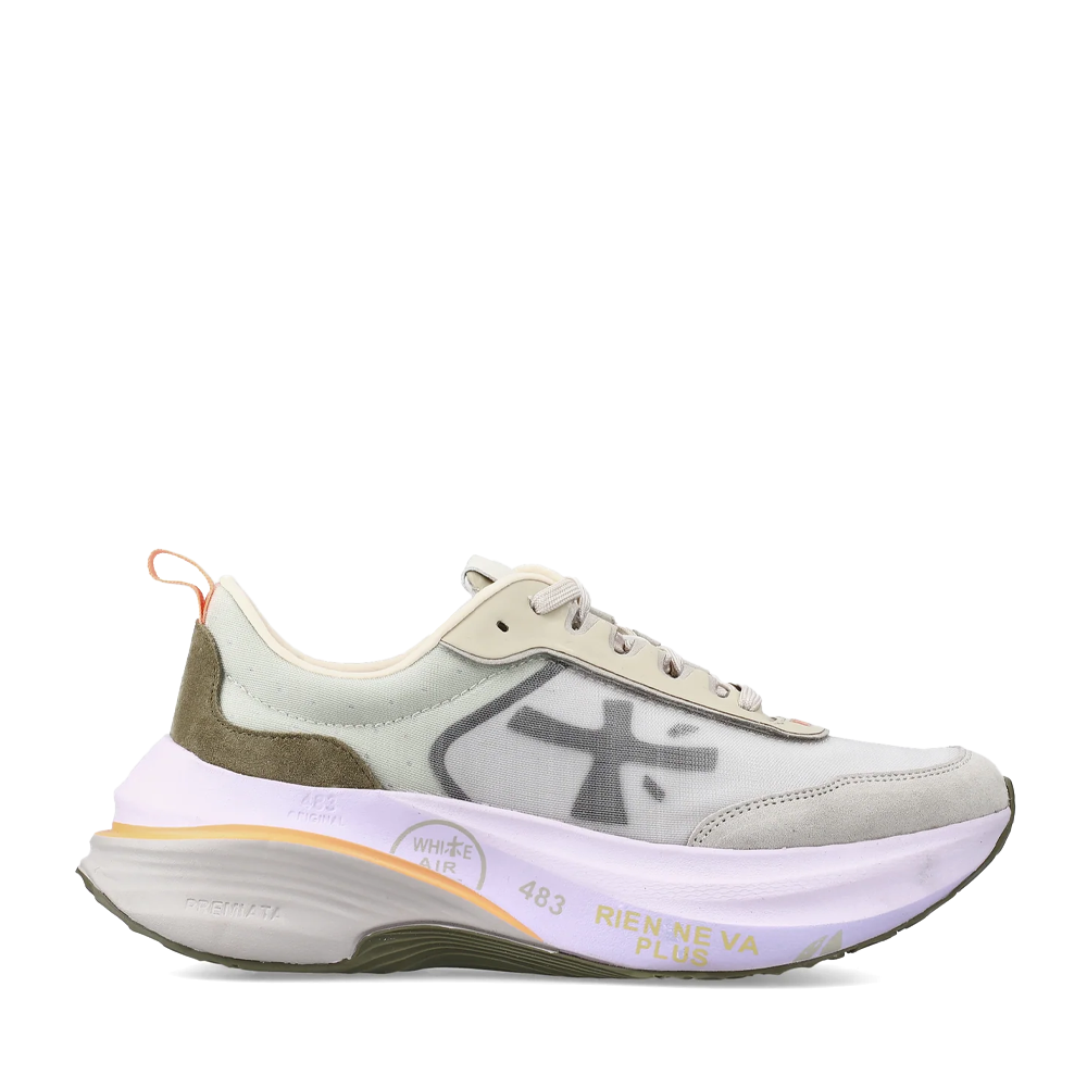 Premiata Sneakers femei Premiata Hill gri din piele și textil