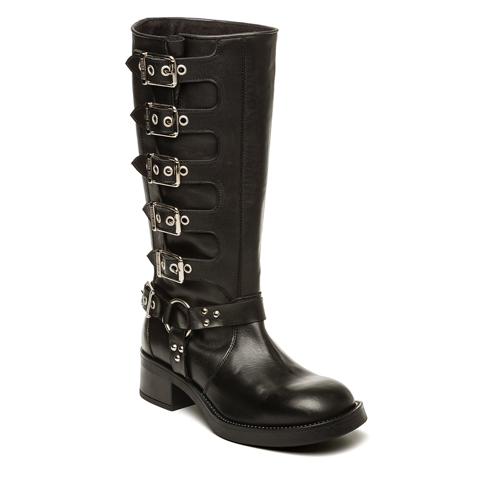 Cizme femei Steve Madden Battle negre din piele 1466DCBATTLEN