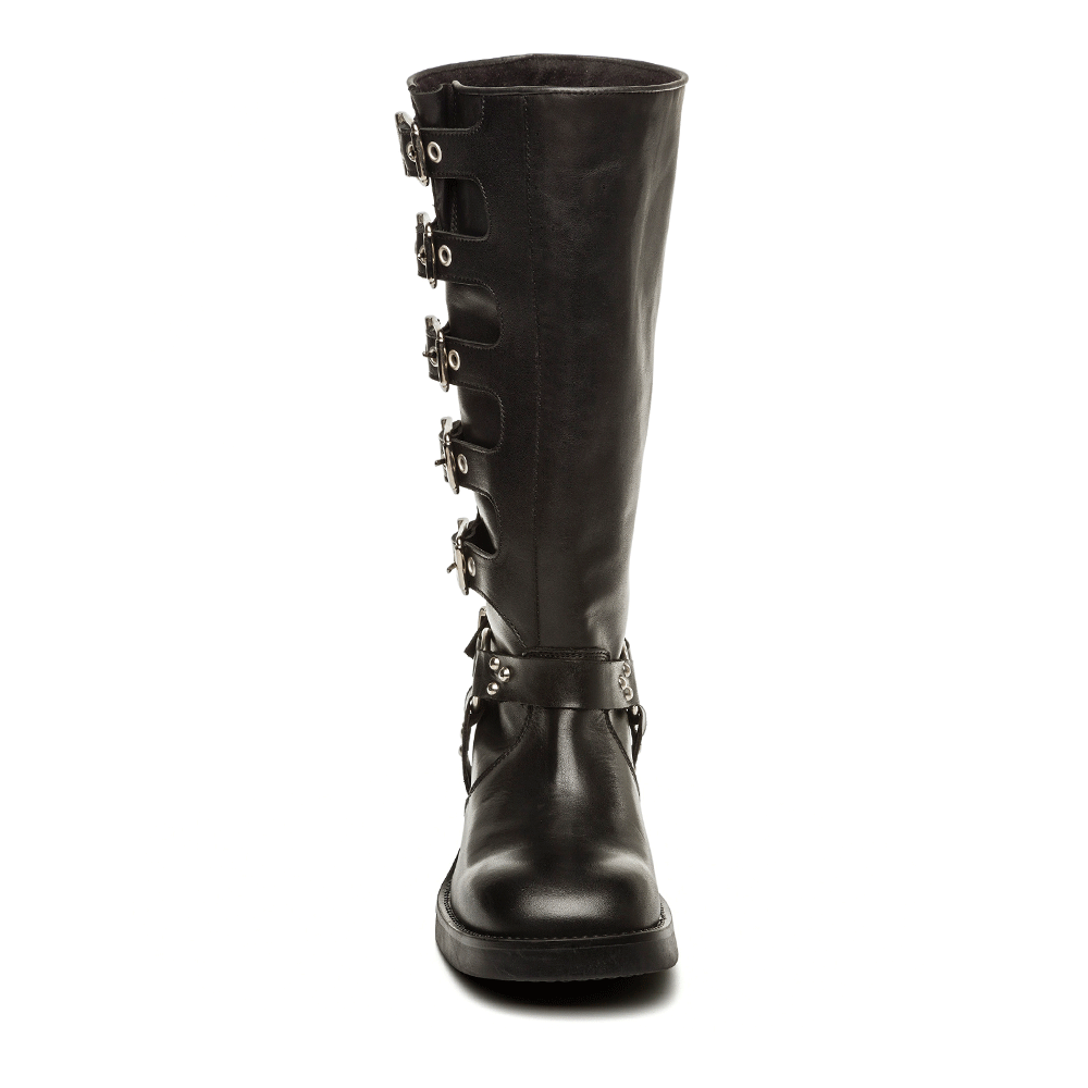 Cizme femei Steve Madden Battle negre din piele 1466DCBATTLEN