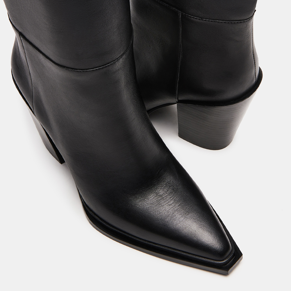Cizme femei Steve Madden Bronty negre din piele cu toc 1468DCBRONTYN