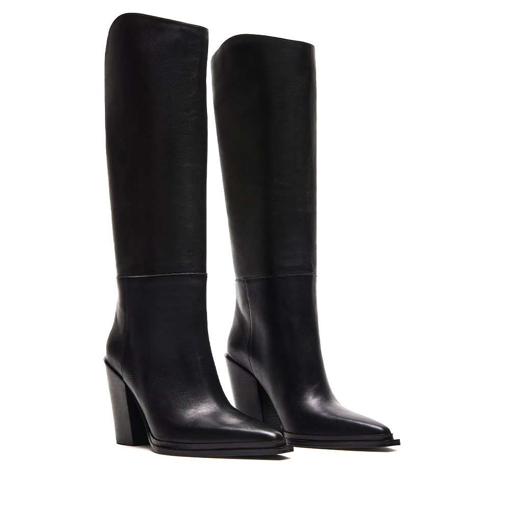 Cizme femei Steve Madden Bronty negre din piele cu toc 1468DCBRONTYN