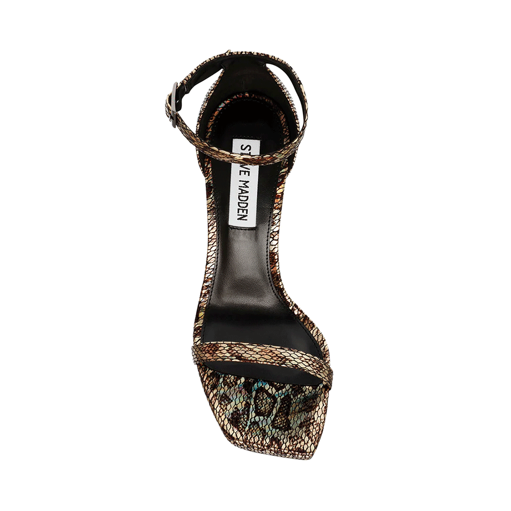 Sandale femei Steve Madden negre cu snake print și toc înalt 1467DSWHIZSN 