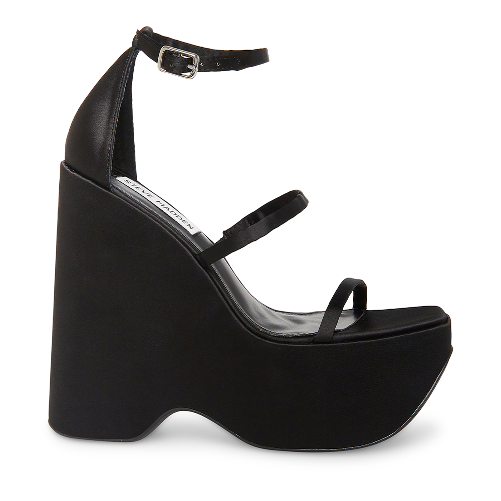 Sandale femei Steve Madden negre din satin cu platformă 1465DSVARIAN